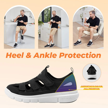 Men'S Summer Sandals Widened Diabetes Shoes Mens Casual Shoe Lightweight For Plantar Fasciitis Arch Support Relief Pain