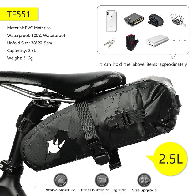 Rhinowalk Bicycle Bag 5L-13L Full Waterproof  Road Mountain Bike Cycling Rear Rack Bag Luggage Pannier Bike Saddle Accessories