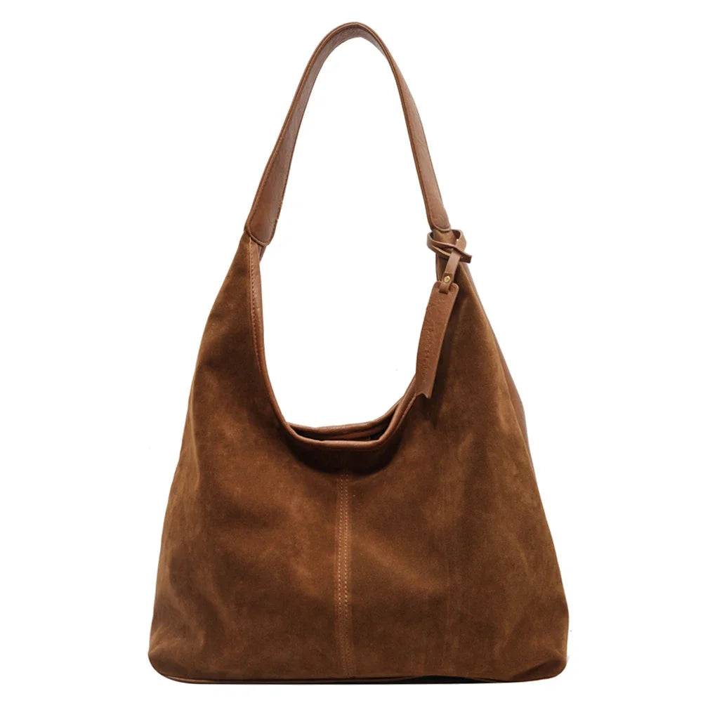 Women Suede Hobo Bag Magnetic Closure Shoulder Bag Large Capacity Tote Bag Purse for Work Travel