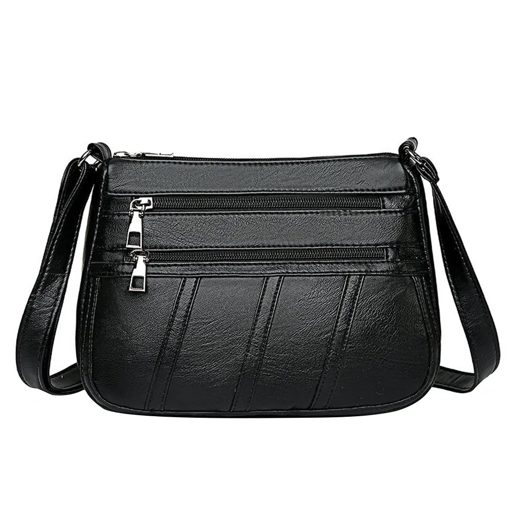 Youth Ladies Simple Versatile Bag Women PU Leather Messenger Bag Mother Solid Handbag Crossbody Multi-pocket Purse