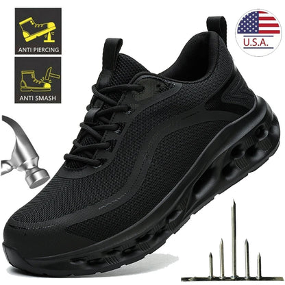 Men's Safety Shoes Anti-Impact Anti-Piercing Lightweight Work Boots Lightweight Breathable Sporty Design for Outdoor Work Shoes