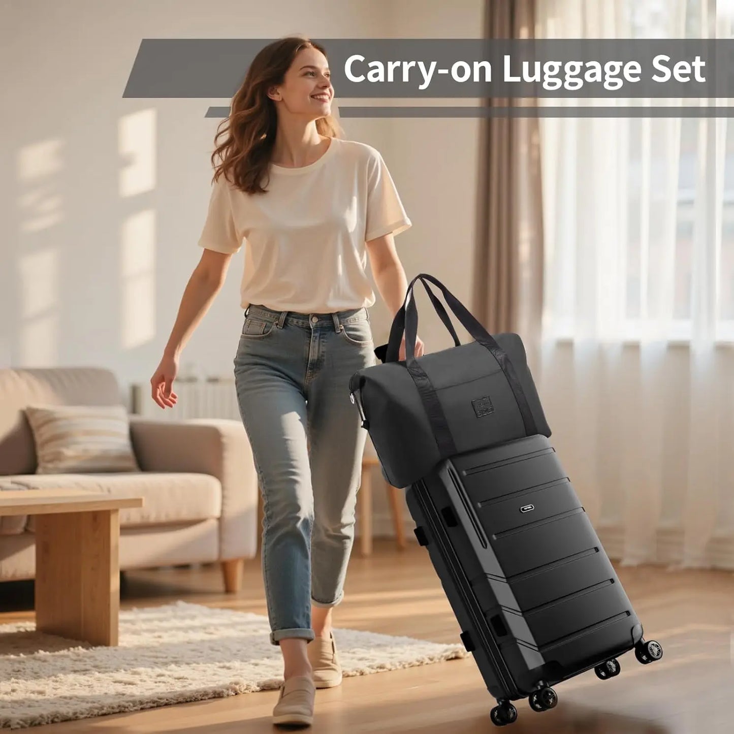 3pcs Luggage Set ABS+PC Hardshell Carry On Suitcase With Spinner Wheel TSA Lock Suit Case For Plane Travel Business Packing Box