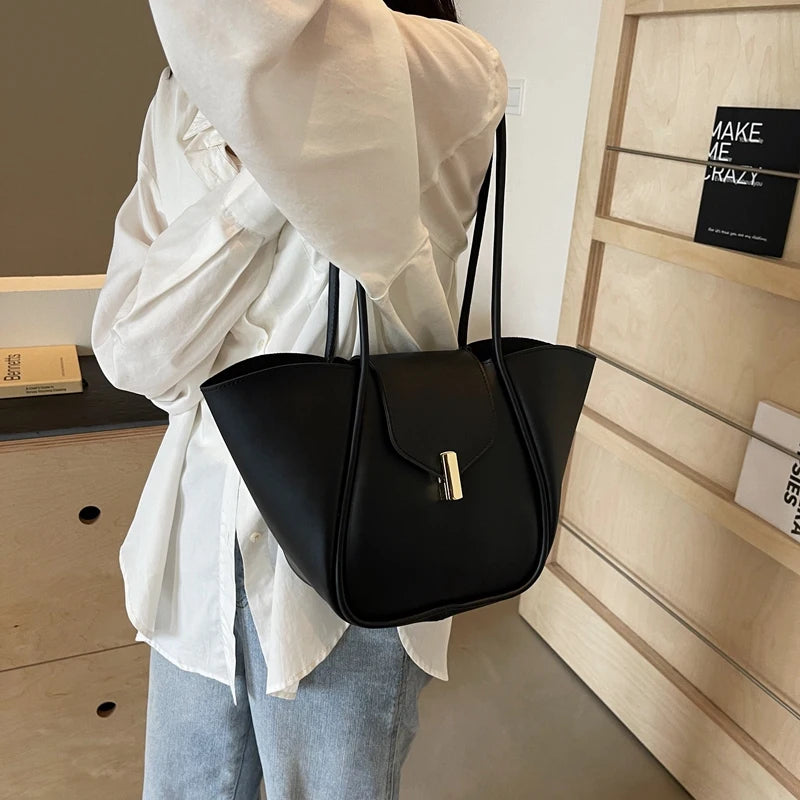 Women Fashion Shoulder Bag Large Capacity Simple Tote Handbag Adjustable Strap Work Handheld Bag Daily Bag for Female