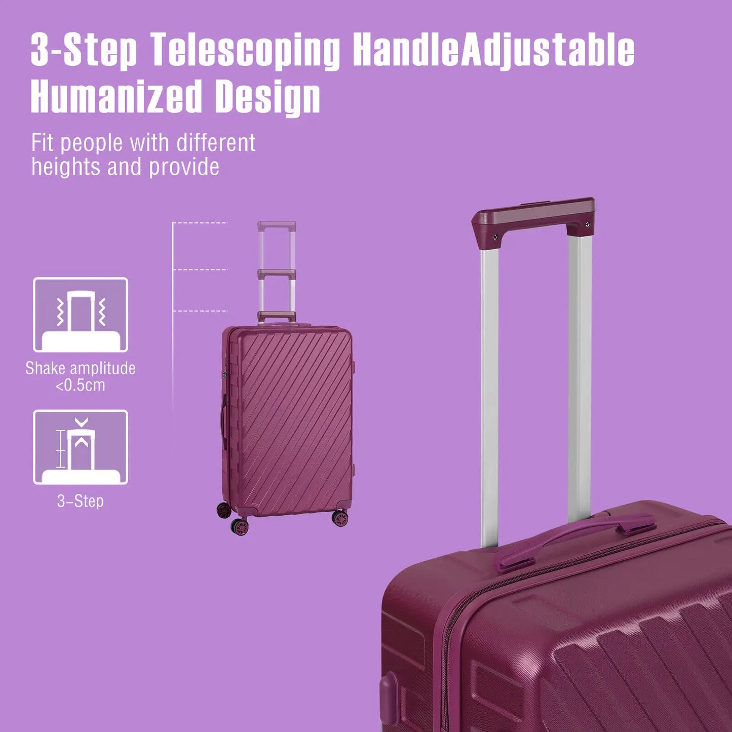 Luggage 5 Piece Set w/TSA Lock Spinner Wheels Carry on Hardshell Travel Suitcase