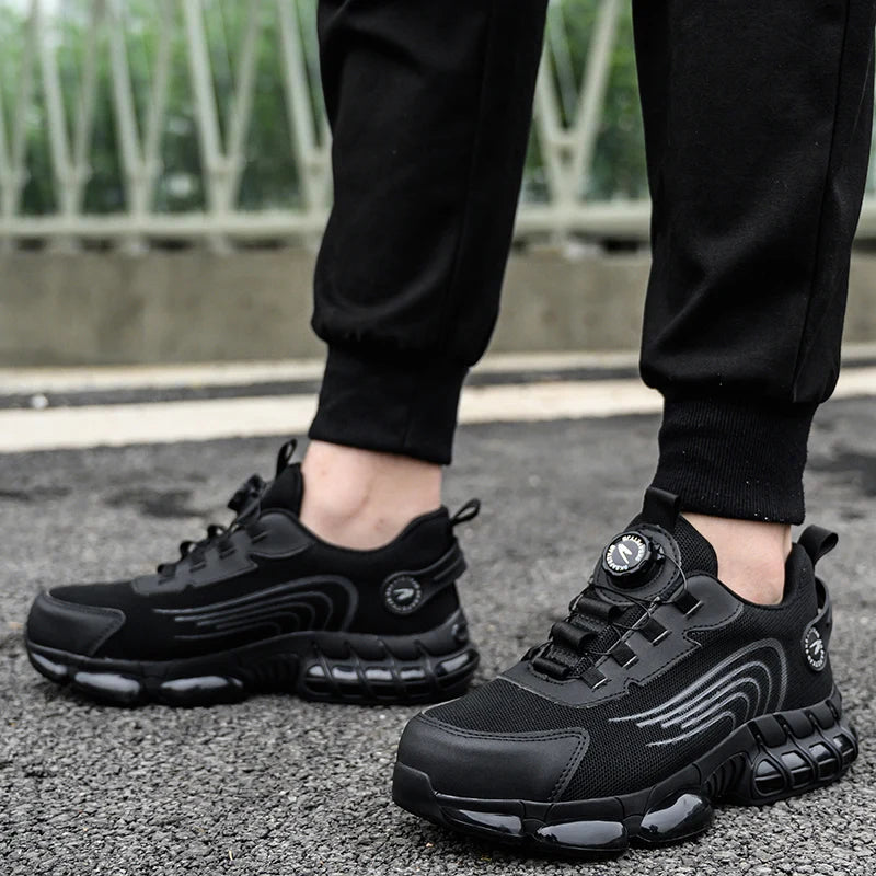 Rotating Button Safety Shoes Men Anti-smash Anti-puncture Work Shoes Fashion Men Safety Sport Shoes Security Protective Boots