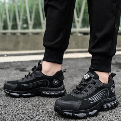 Rotating Button Safety Shoes Men Anti-smash Anti-puncture Work Shoes Fashion Men Safety Sport Shoes Security Protective Boots