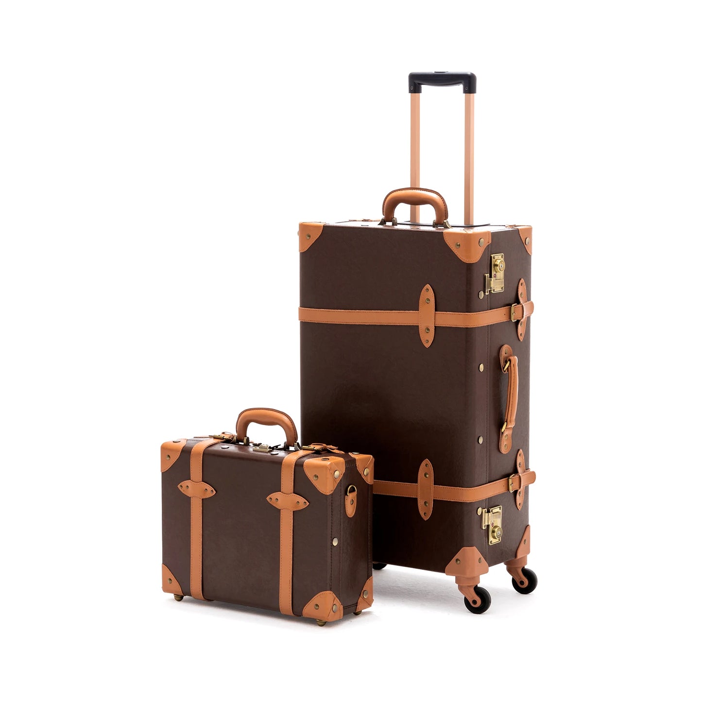 COTRUNKGAE Vintage Luggage Set for Men and Women, Carry On Suitcase with Spinner Wheels, Cocoa Brown