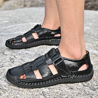 Men's Sport Sandals - Closed Toe Outdoor Fisherman Shoes, Breathable Summer Beach Loafers, Anti-Slip
