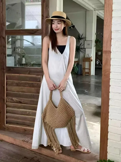 Summer 2025 Luxury Straw Woven Tote Bag Large Capacity Casual Tassel Handbag Fashion Beach Travel Shoulder Bag for Women