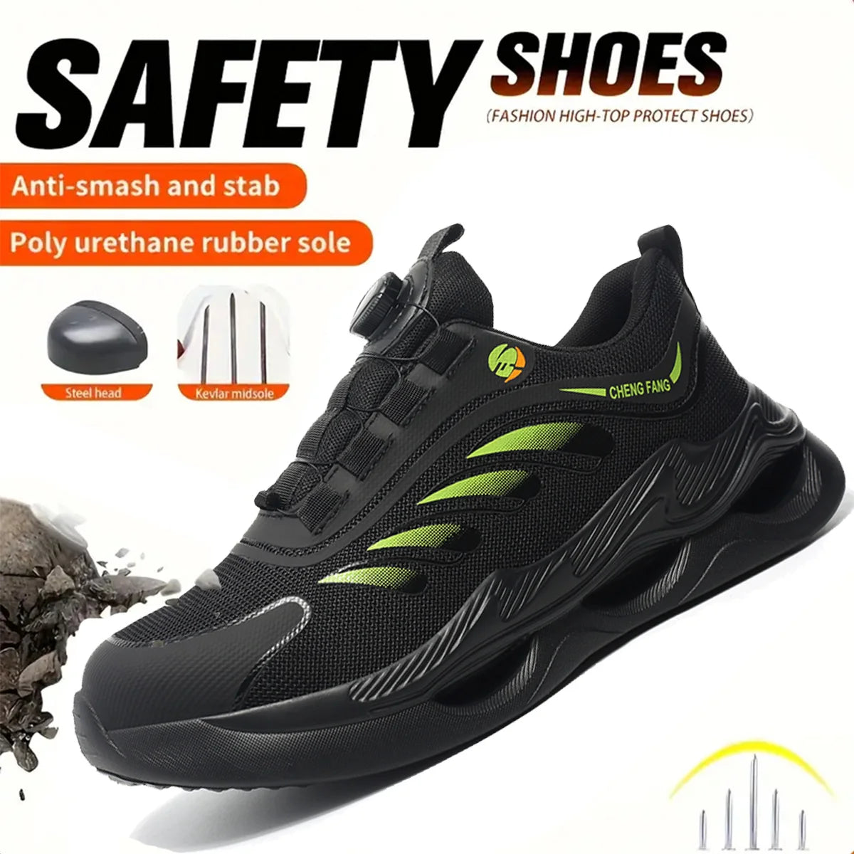Soft sole lace-free anti-smash and anti-puncture safety shoes