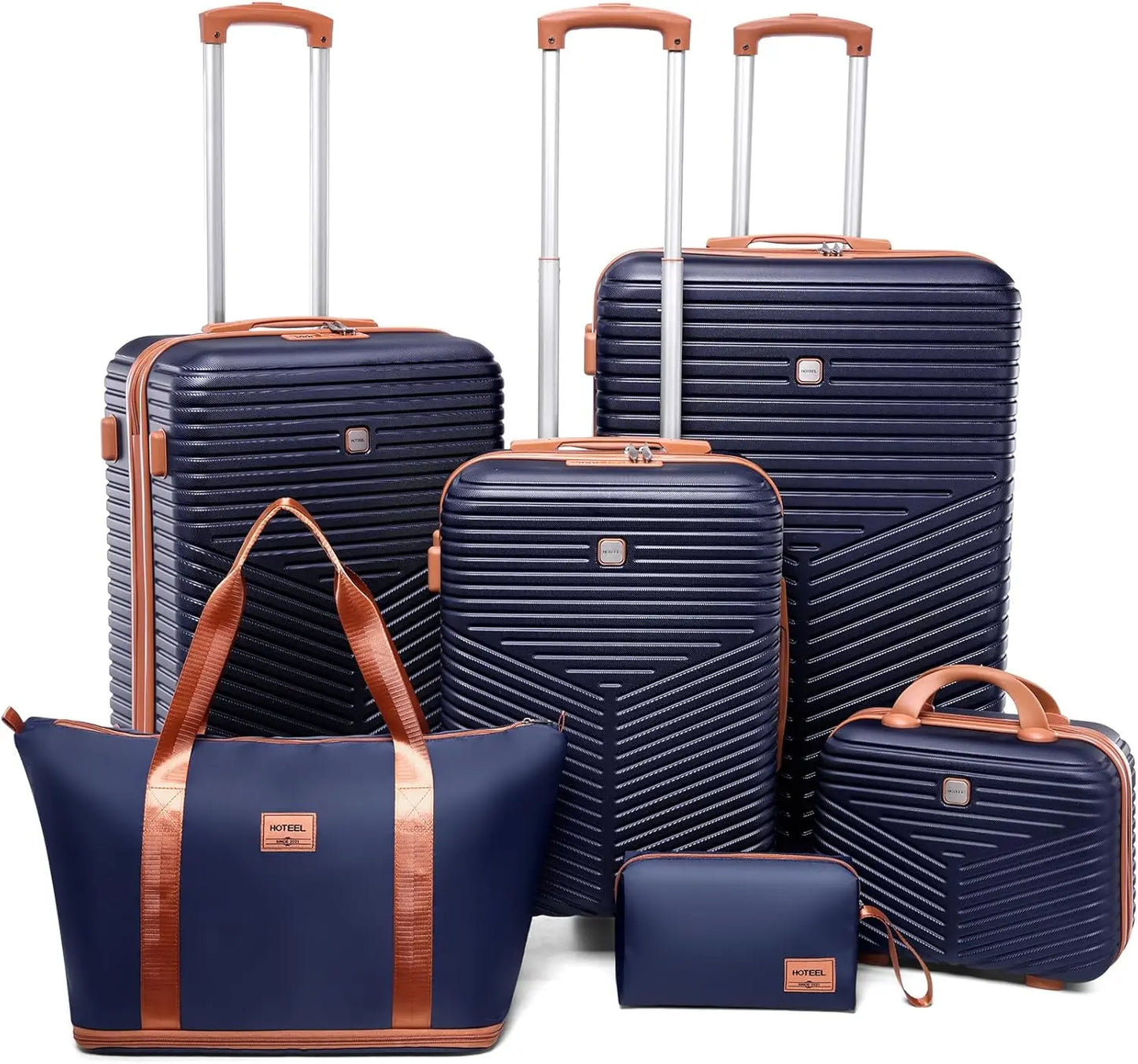 6 Piece Luggage Set Carry On ABS+PC Hard Shell Suitcase Travel Packing Box With Spinner Wheels & TSA Lock For Business Trip ﻿