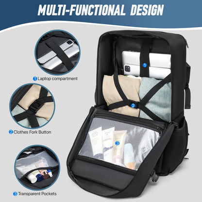 Large Capacity Men Travel Backpack Expandable With Shoe Storage Multilayer Luggage Bag 17.3 Laptop Waterproof Fashion Backpack