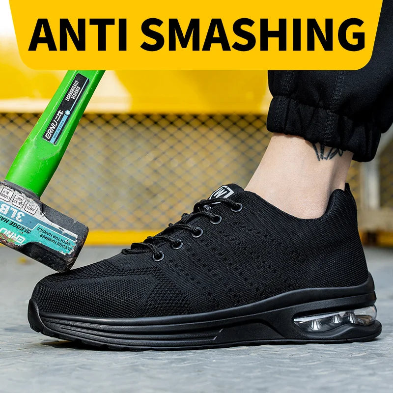 Breathable Safety Shoes Steel Toe Boots for Men Soft Work Sneakers Anti shock Anti-Drop Work Shoes Protective Boots