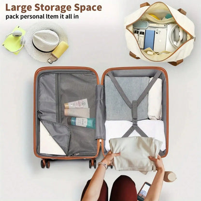 Lightweight 3-Piece Hard Shell Suitcase Set, Spinner Wheel Cabin Carry On Luggage with Extra Travel Bag and Toiletry Bag