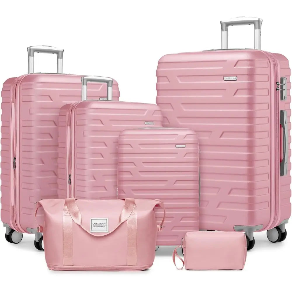 Luggage Sets 6 Piece with Duffel Bags Hardside Expandable Suitcases with Spinner Wheels TSA Lock Pink