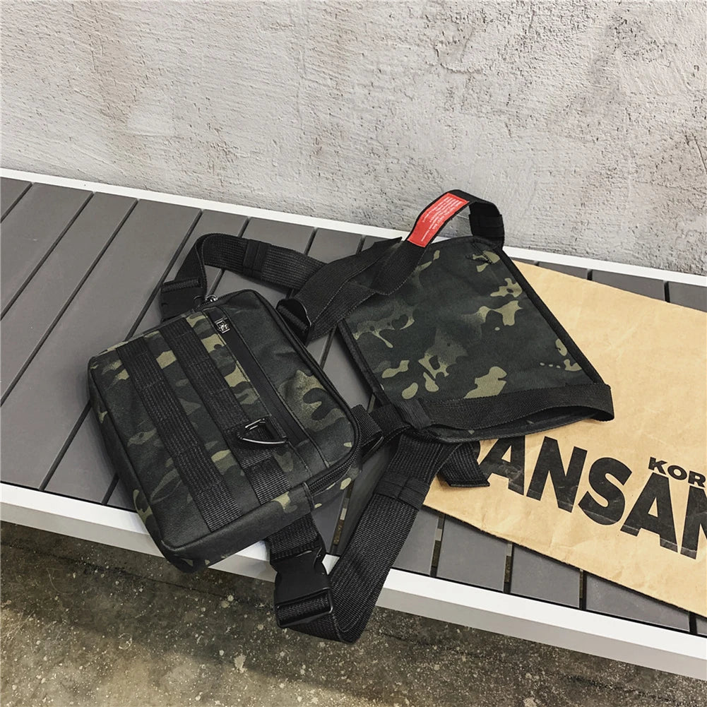 Hip Hop Vest Bag Men Women Oxford Cloth Waistcoat Streetwear Shoulder Belt Pack Travel Purse Phone Pouch Pocket