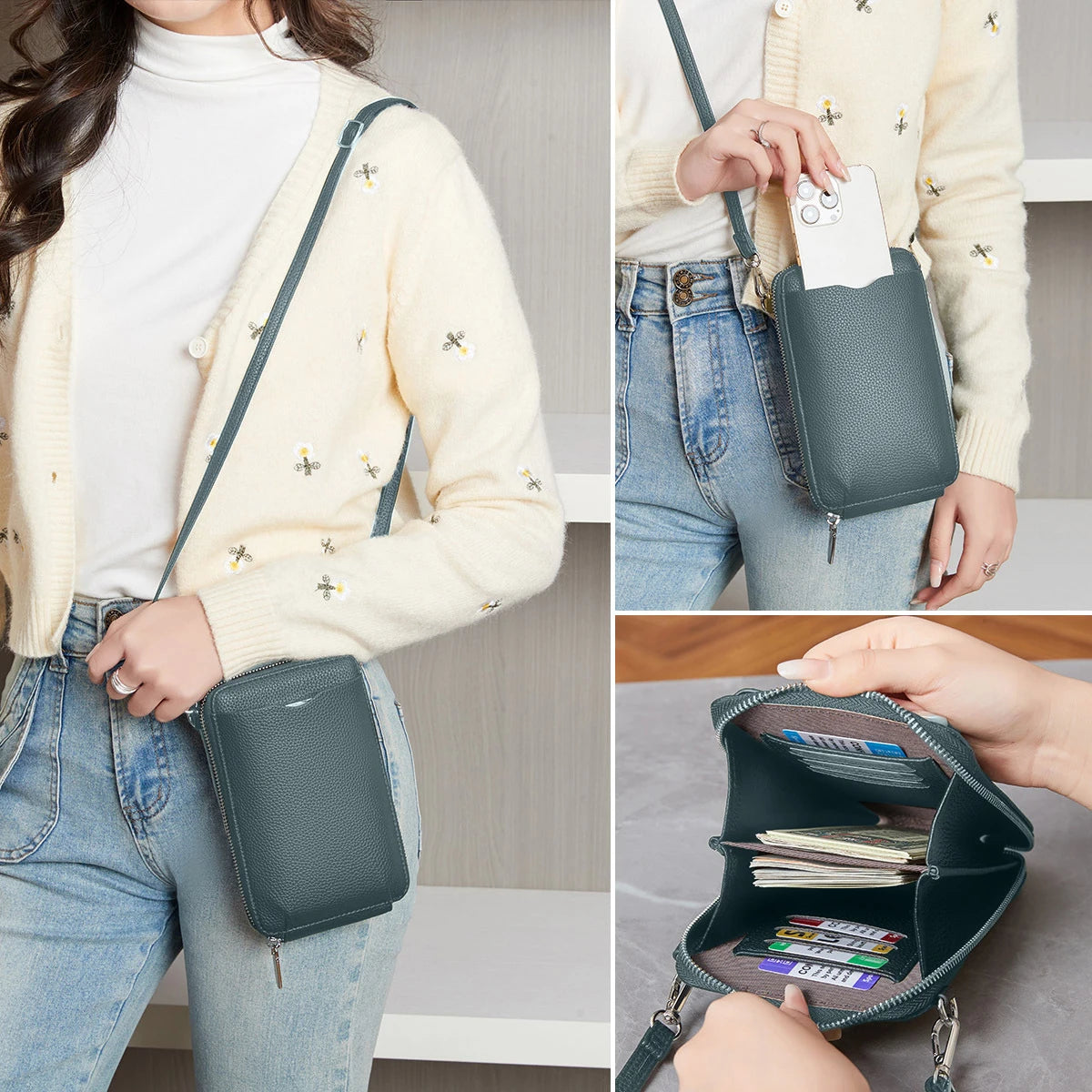 Crossbody Phone Bag Wallet small size Women's One Shoulder Adjustable Shoulder Strap, 6 Colors,