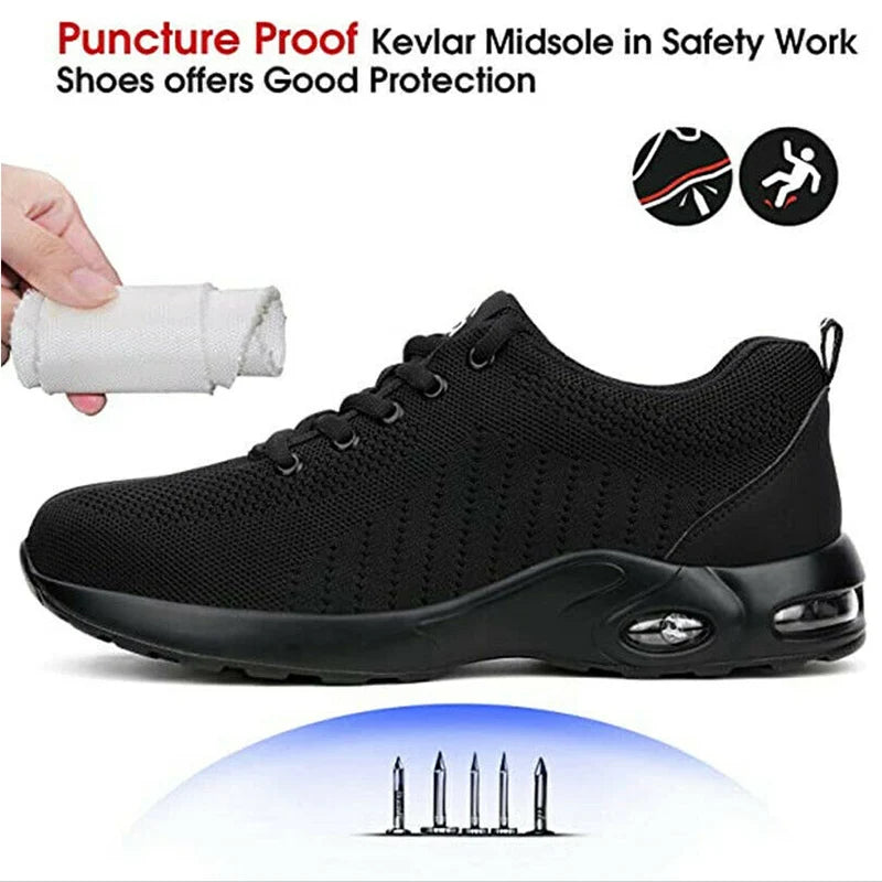 Industrial Steel Toe Safety Shoes Mens Lightweight Breathable Work Boots Anti-smash Puncture Resistant Construction Work Shoes