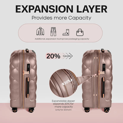 Luggage Sets 2 Piece Suitcase Set PP Hardside Luggage with Spinner Wheels Carry On Luggage with TSA Lock(14"/20")