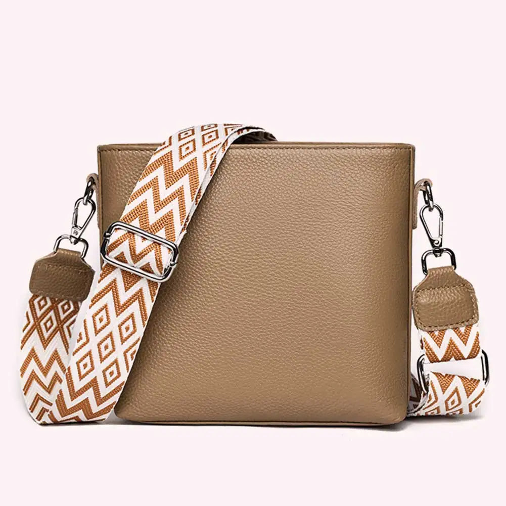 Genuine Leather Shoulder Bag Soft Trendy Crossbody Bag with Guitar Strap Designer Tote Bag Satchel Purse for Women
