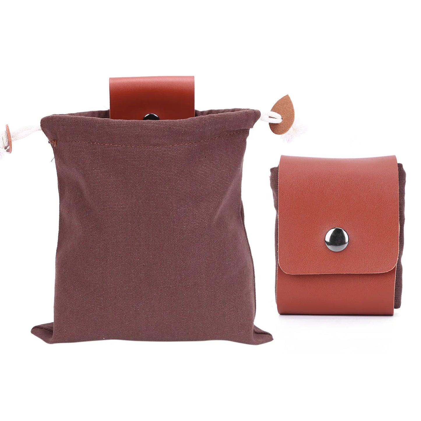 2pcs PU Leather Canvas Foraging Pouch Versatile Outdoor Hunting Fanny Pack for Dog Training Orchard Picking Bag