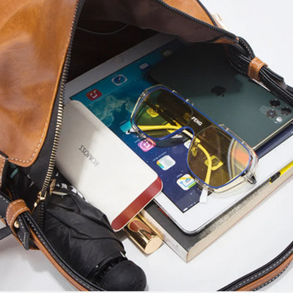 4PcsPU Leather Set, Zip Closure, Adjustable Shoulder Strap, Stylish Color-Block Tote Bag, Small Card Holder, Ideal for Daily Use