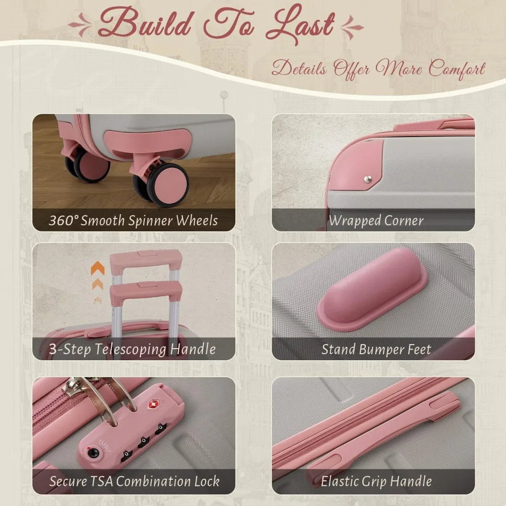 TAKUMI Luggage Sets 5 Piece Lightweight Carry On luggage with Duffel Bag ABS+PC Hardshell Suitcases with YKK zippers Double Spin