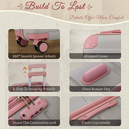 TAKUMI Luggage Sets 5 Piece Lightweight Carry On luggage with Duffel Bag ABS+PC Hardshell Suitcases with YKK zippers Double Spin