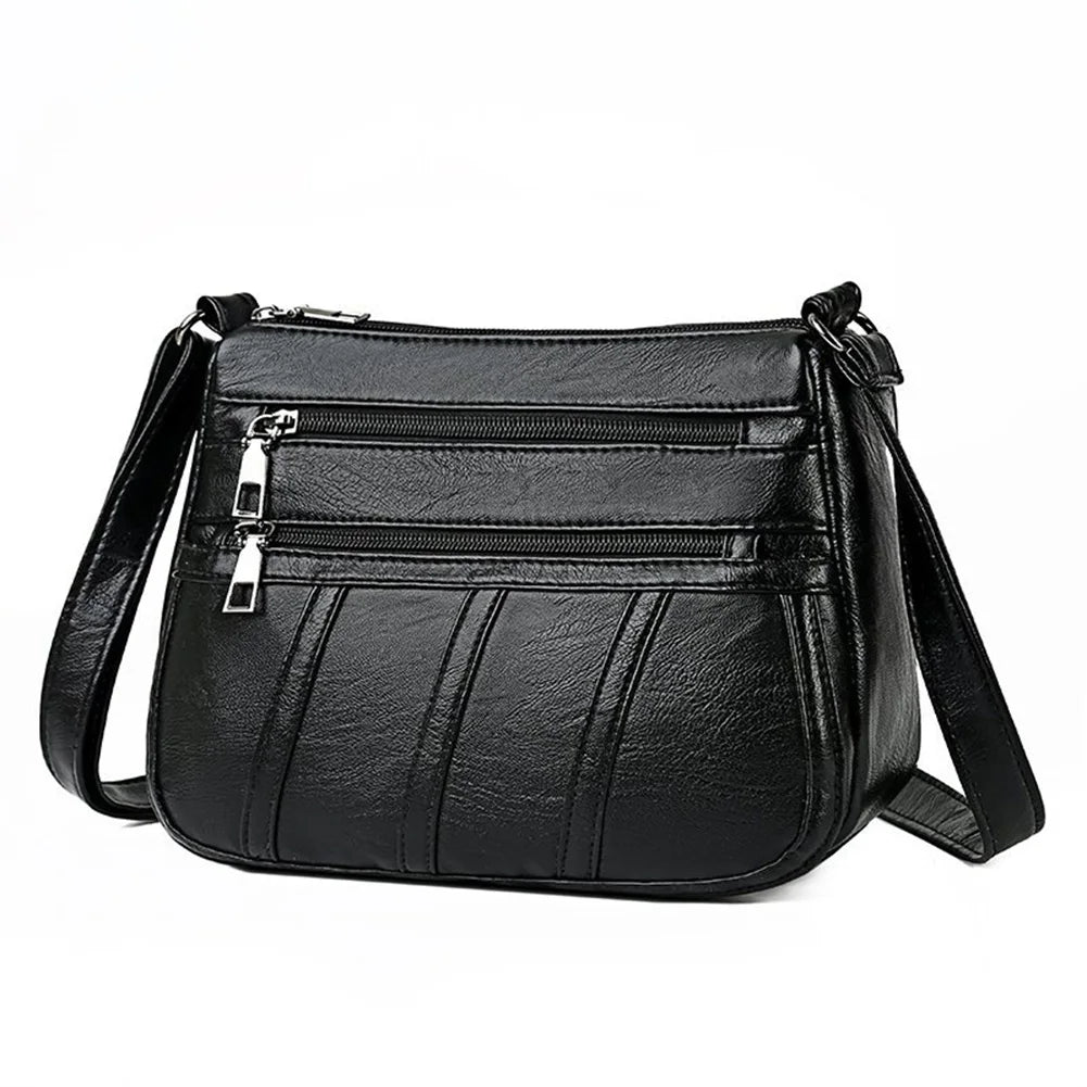 Youth Ladies Simple Versatile Bag Women PU Leather Messenger Bag Mother Solid Handbag Crossbody Multi-pocket Purse