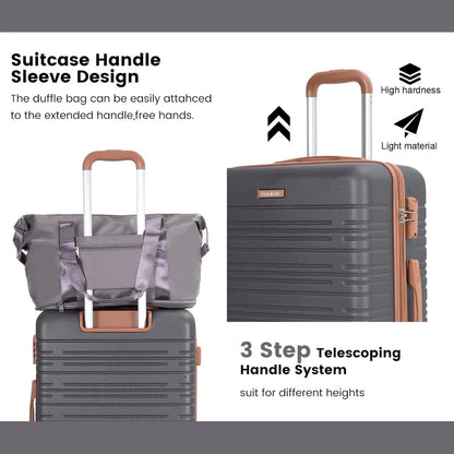 Luggage Sets 3 Piece,Suitcases with Double Spinner Wheels and TSA Lock,Hardcase 3 set Luggage with Travel Duffle Bag,Carry On Lu