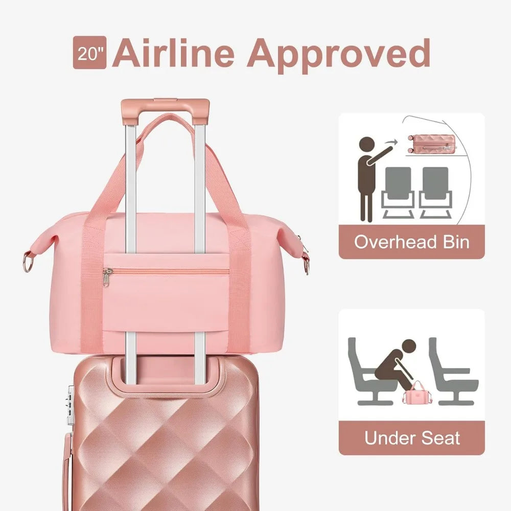 Somago Luggage Set of 3 Piece Suitcase Set Carry On Luggage with YKK Zipper TSA Lock ABS Hardside Luggage Spinner Wheels, Rose G