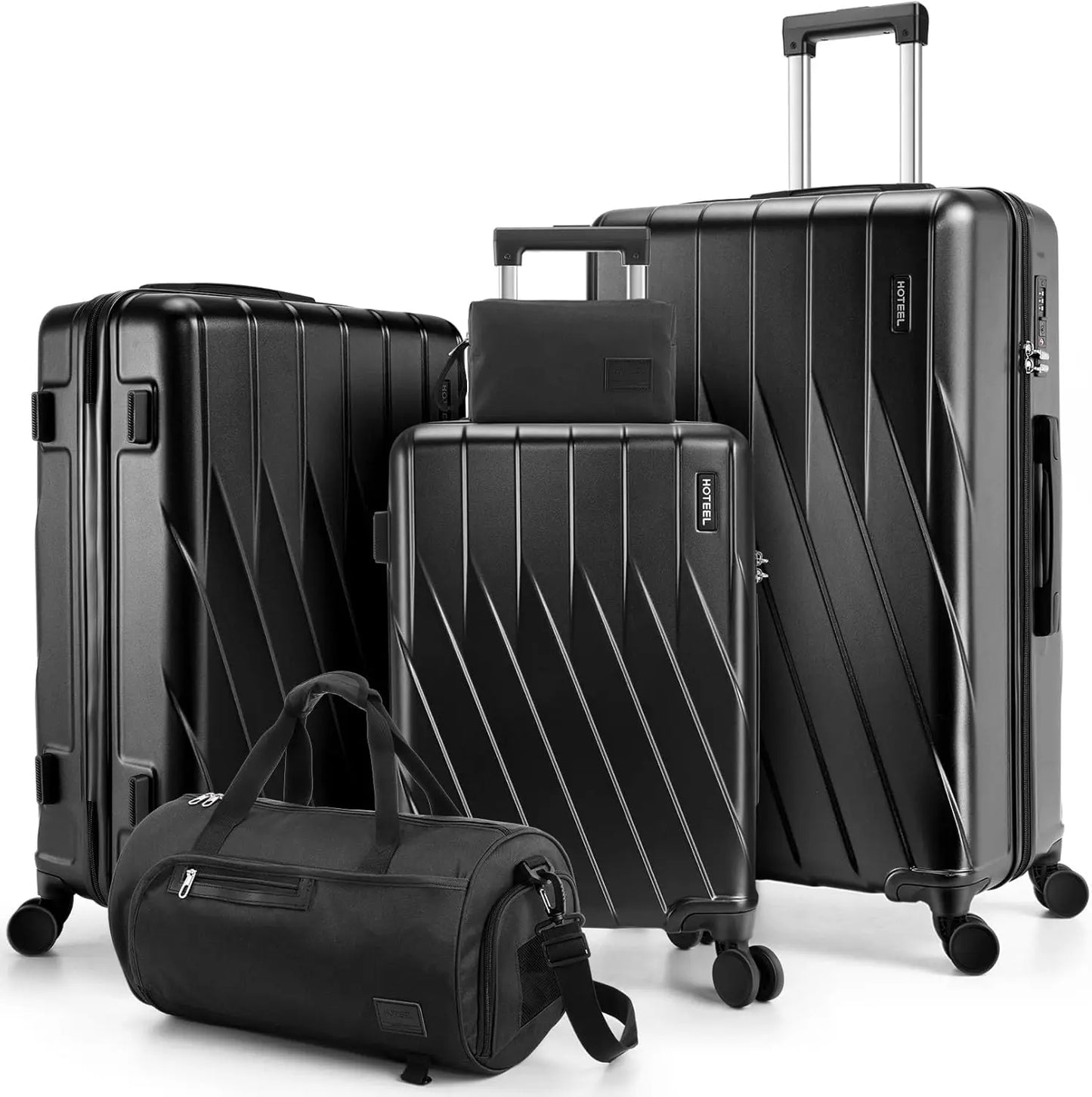 5 Piece PC Hardshell Luggage Set Travel Suitcase With Spinner Wheel TSA Lock 20/24/28" Suitcase Fitness Duffel Bag Cosmetic Bag