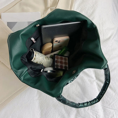 Women Solid Puffer Bag Versatile Quilted Shoulder Bag Big Capacity Down Tote Handbags Casual Winter Shopper Bag