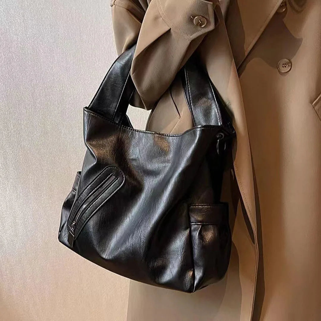 2025 new women's large capacity tote bag, handbag, shoulder bag, cross-body bag, PU business bag, college student's book bag