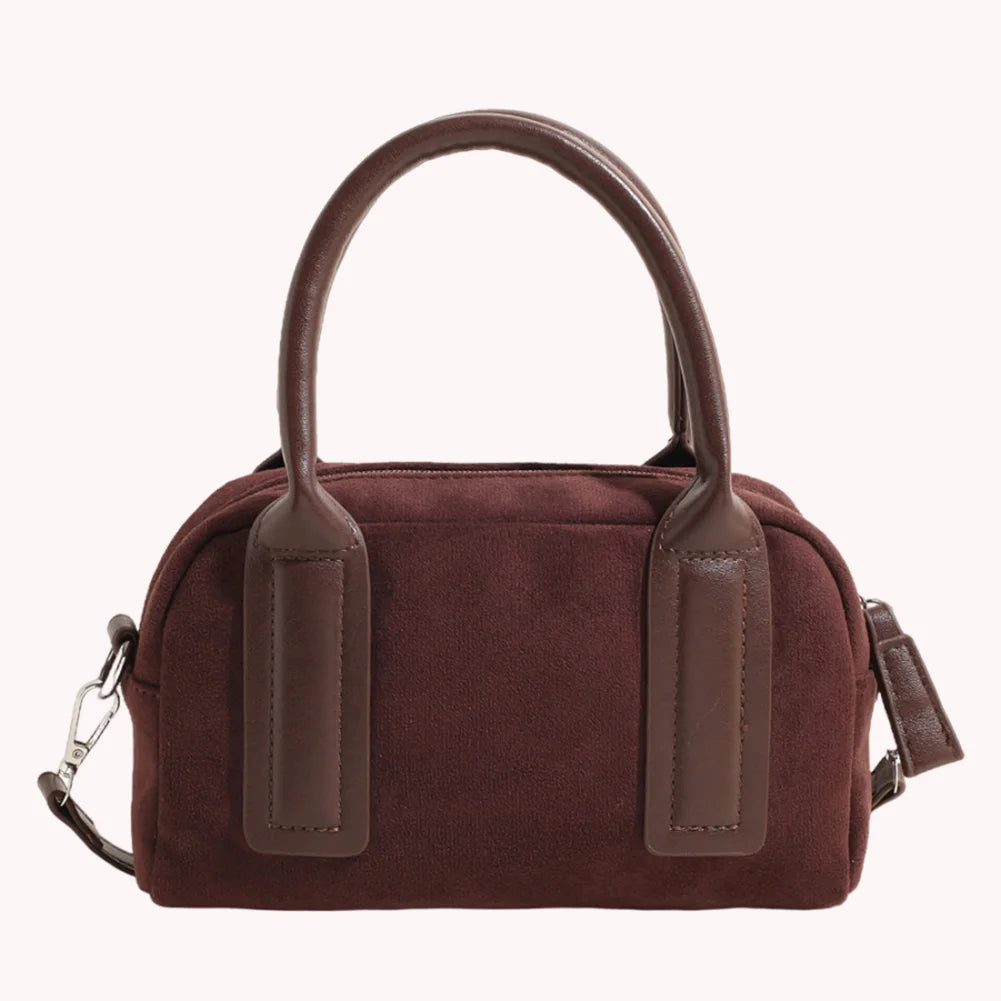 Women Suede Tote Bag Adjustable Strap Crossbody Bag with Multi-Pockets Handbag Zipper Satchel Bag for Work Travel