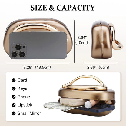 Luxurious dinner clutch, fashionable ladies' handbag, bride's metal gold wedding wallet, party crossbody bag