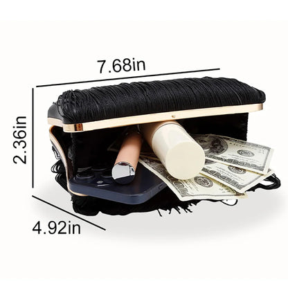 2025 Fashion Luxury Long Tassel Handmade Evening Banquet Bag Women Handbag Wedding Party Clutch Purse Shoulder Crossbody Purse