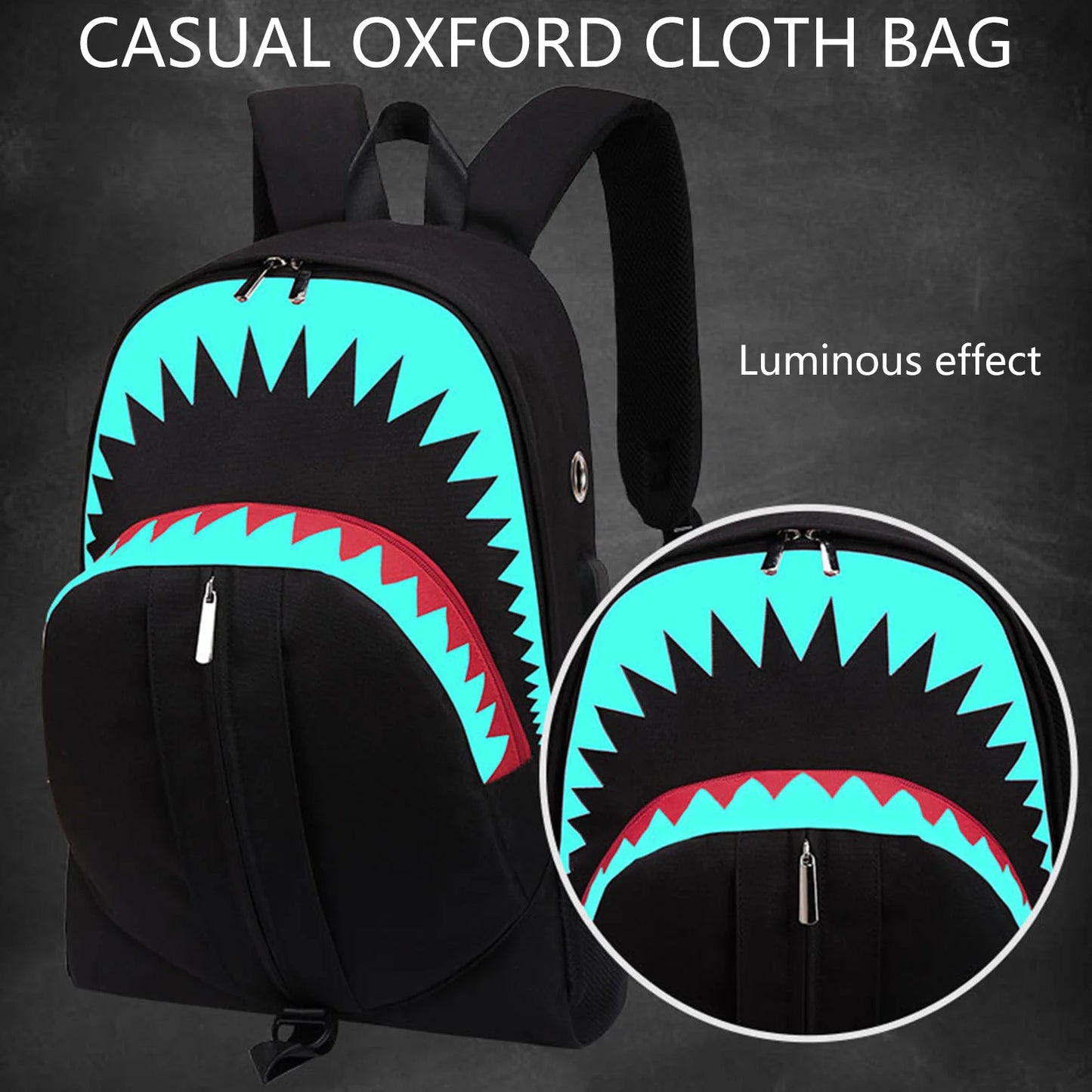 Multifunctional Male Backpack Fashion Shark Mouth Backpack Knapsack Men Casual Vintage Knapsack Bag Supplies