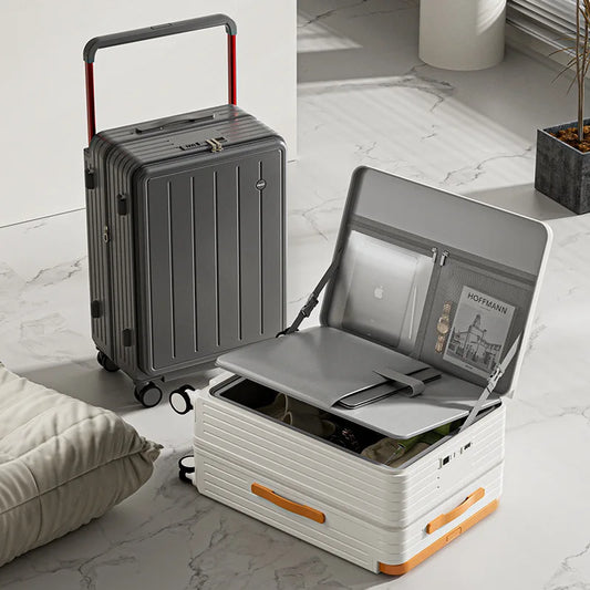 Front Opening Multi-Functional Suitcase Business Wide Trolley Luggage ABS+PC Large-capacity Password Box Travel Trolley Case