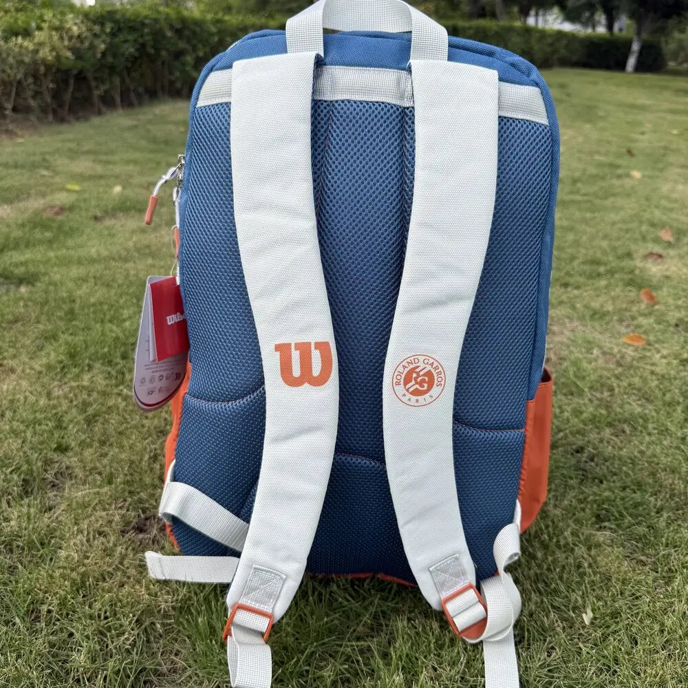 Wilson 2024 Team Roland Garros Backpack French Open Multi functional Large Capacity Orange Blue Grey Double Shoulder Tennis Bag