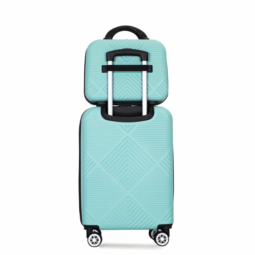 2Piece Luggage Sets ABS Lightweight Suitcase, Spinner Wheels,Spacious and Tidy Inner Storage Space, Adjustable Pull Rod
