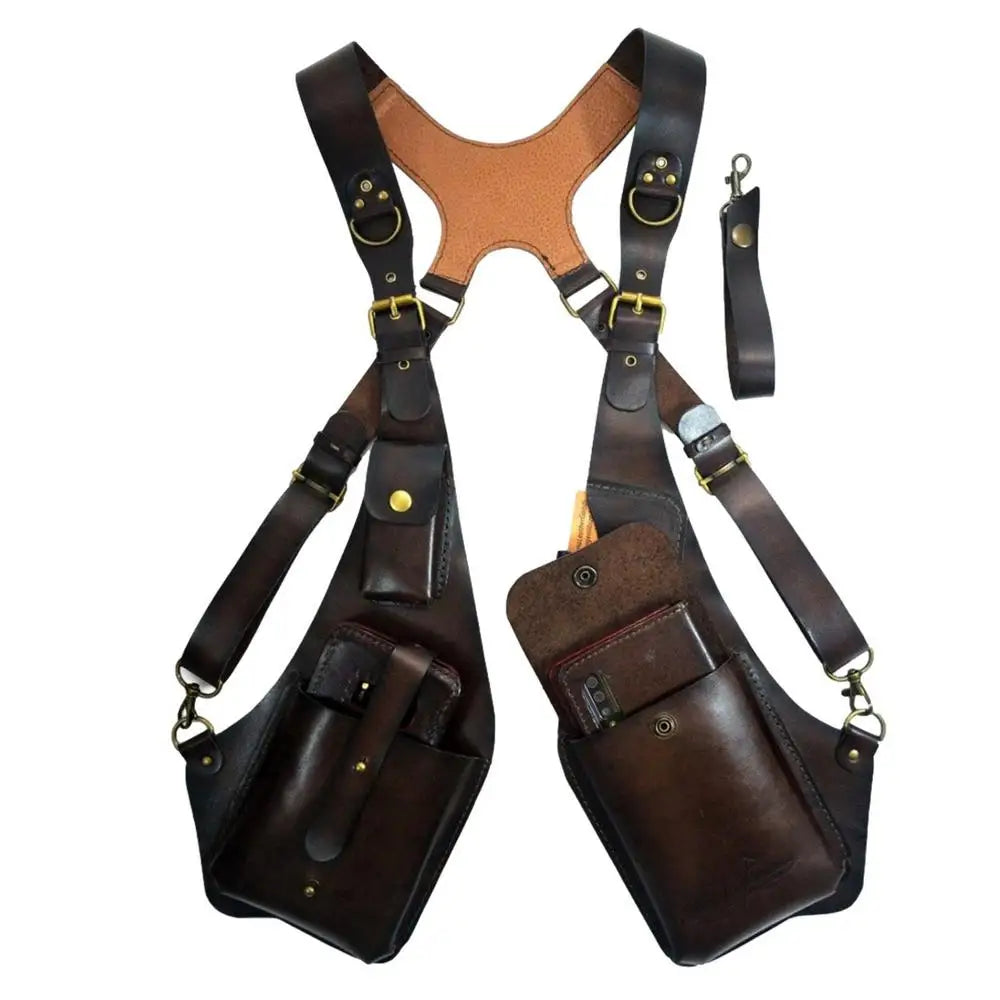 Shoulder Holster Bag Unisex Outdoor Cell Phone Bag Multipurpose Men/Women Safety Double Shoulder Armpit Bag For Travel Outdoor