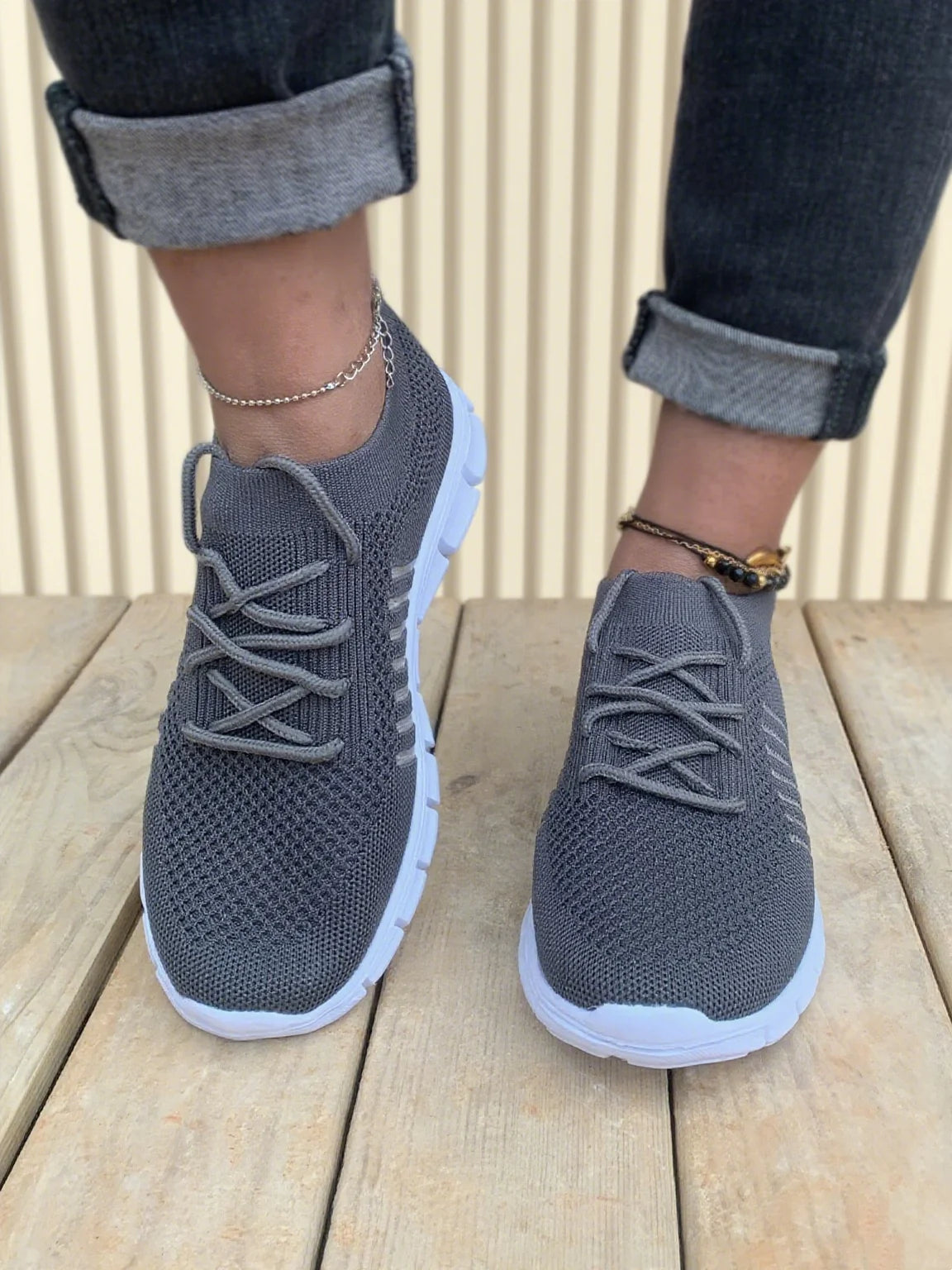 Breathable Knit Sneakers - Lightweight Walking Shoes for Women Men, Cushioned Comfort Casual Tennis Shoes, Fashion Mesh Slip On