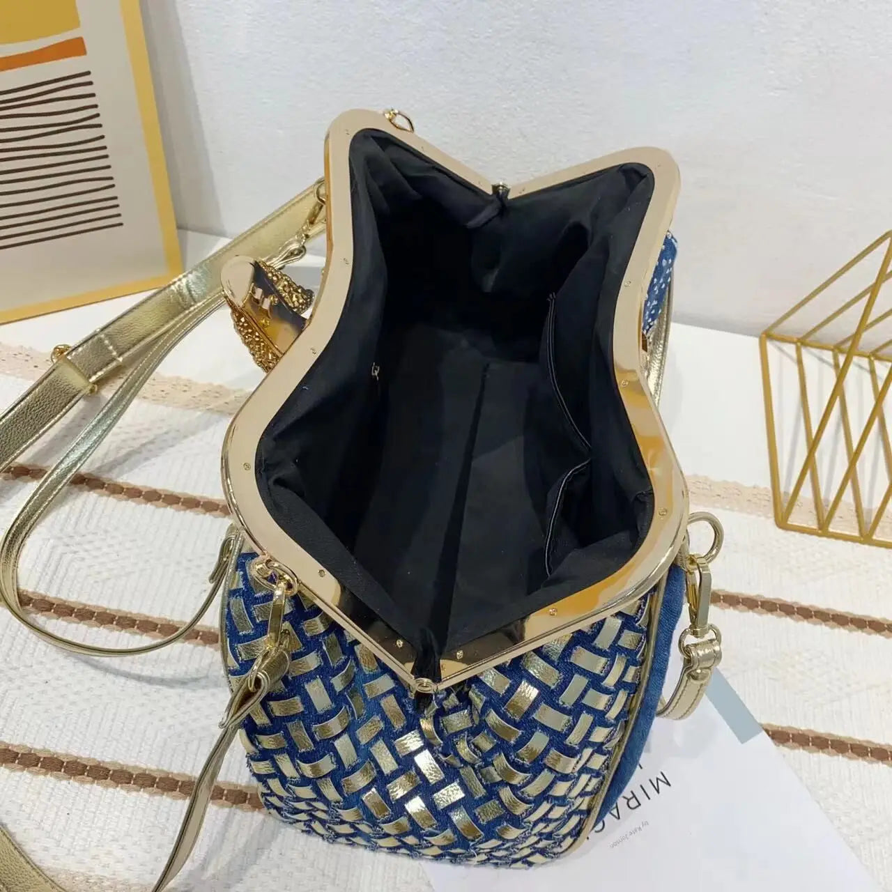 Diamond Denim Women Purses and Handbags with Shiny Rhinestone Jeans Crossbody Bag Shoulder Bag Evening Party Bag