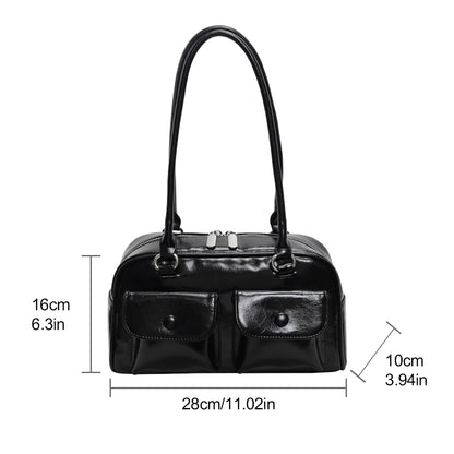 Retro Shoulder Bag PU Leather Y2k Underarm Pouch Multi Pocket Hot Girl Tote Handbag Designer Luxury Chic Casual Satchel Hobo Bag