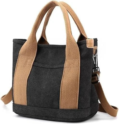 Small Tote Bag with Zipper, 2024 Canvas Multi-Pocket Crossbody Bag Shoulder Bag Satchel Hobo Bag Messenger Bag