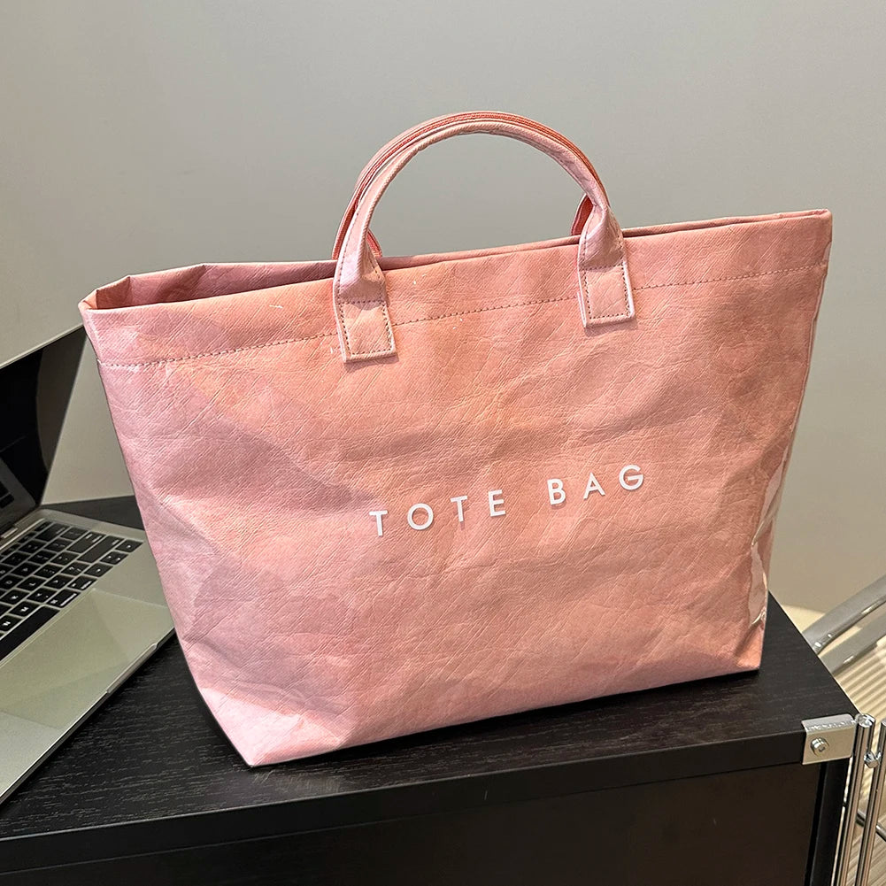 PVC Tote Bag Large Capacity Travel Shopping Bag Y2K Top Handle Bag for Women Work Shopping Travel