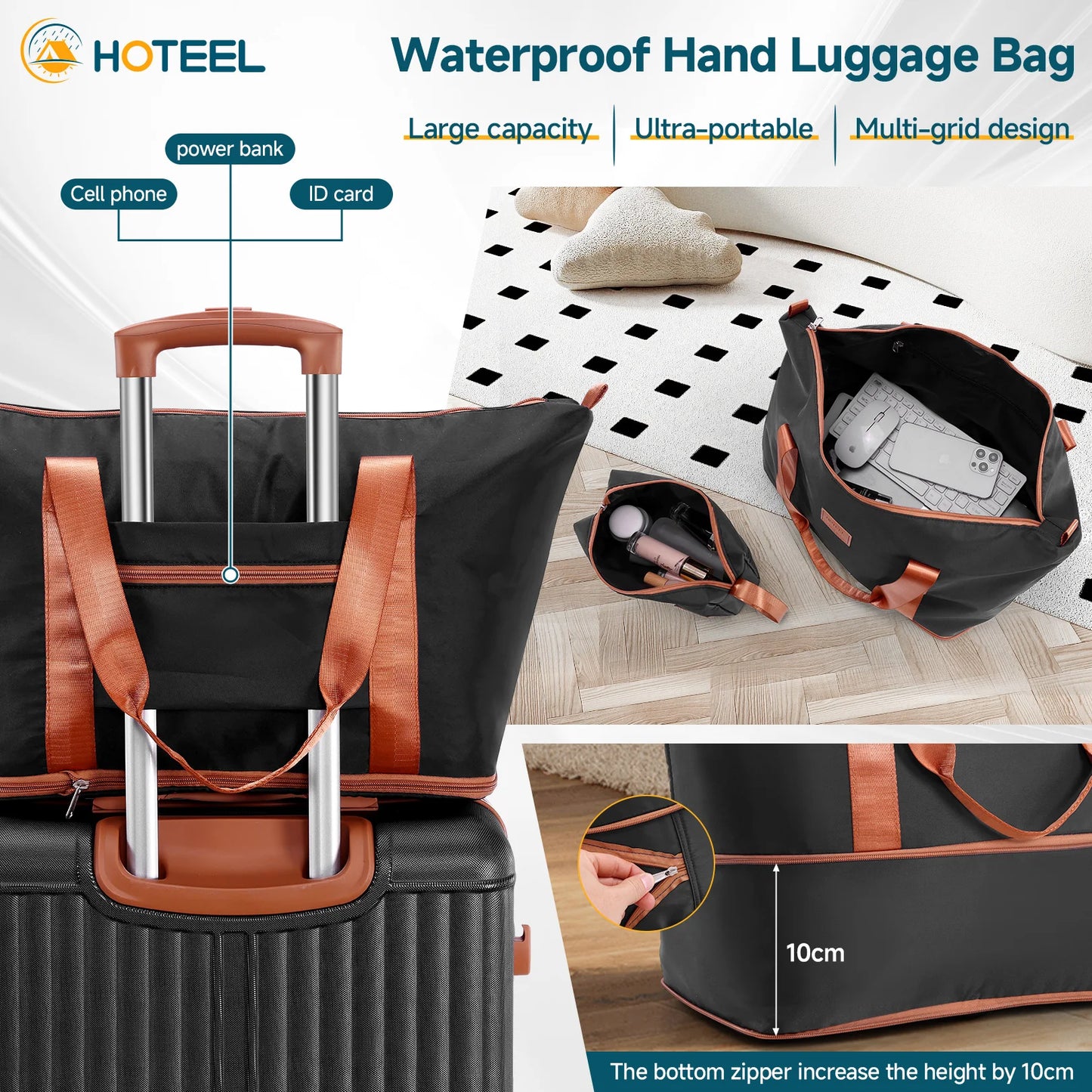 3 Piece Luggage Set With Spinner Wheels Carry On Suitcase Set Duffel&Toiletry Bag With TSA Lock ABS+PC For Business Travel