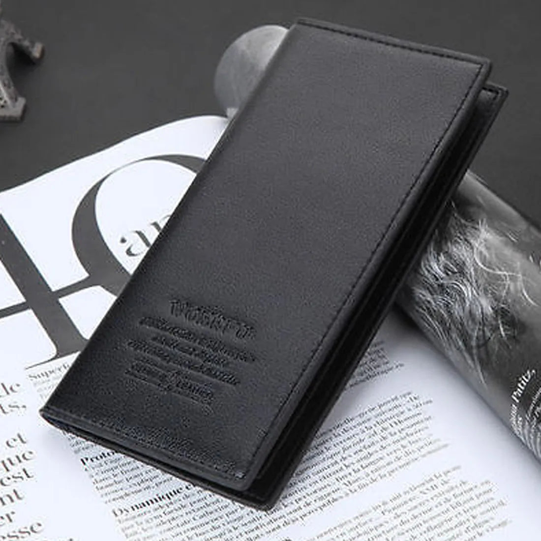 Soft PU Leather Long Wallet With Multiple Card Slots Classic Design Credit Card Holder Slim & Durable Men Bifold Cash Purse