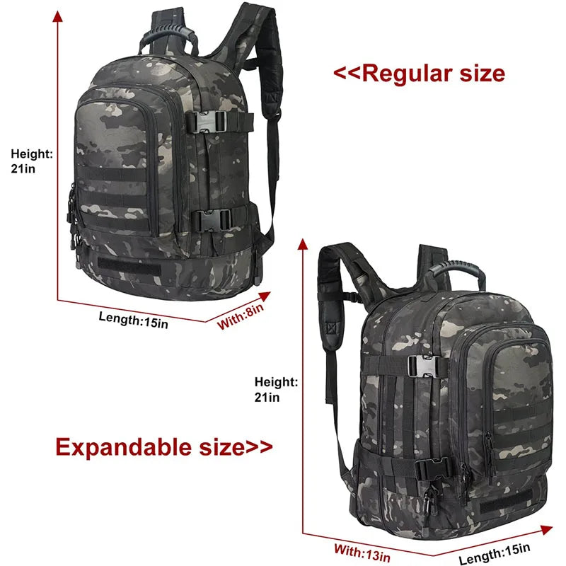 Extra Large 60L Travel Laptop Backpacks Military Tactical Backpack For Men Women Water Resistant Sturdy Outdoor Camo Bag